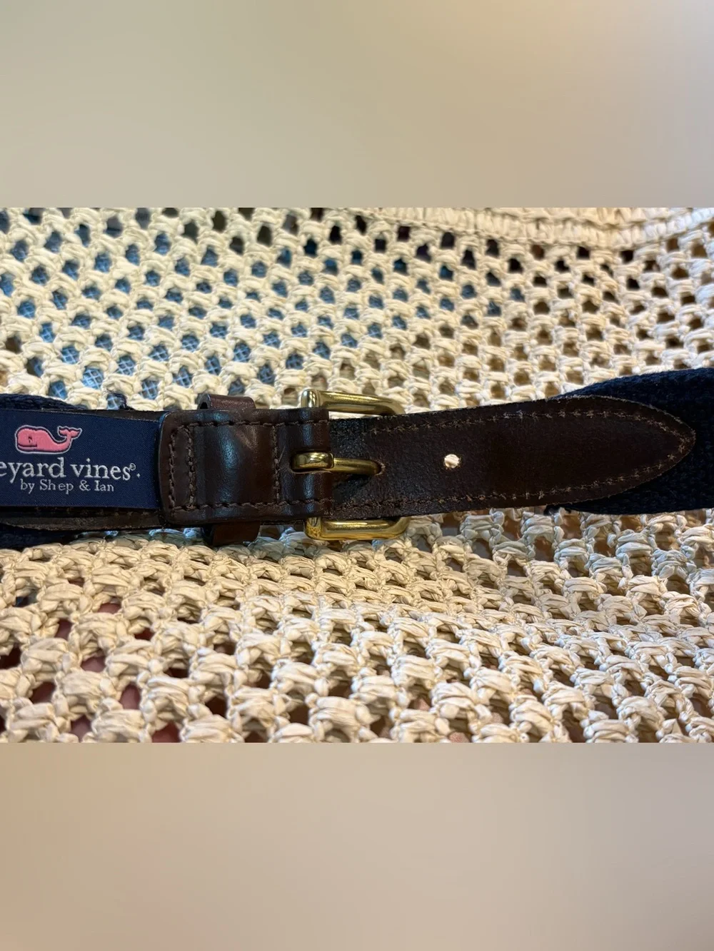 Vineyard Vines Vineyard Whale Canvas Club Belt navy size 28 excellent condition